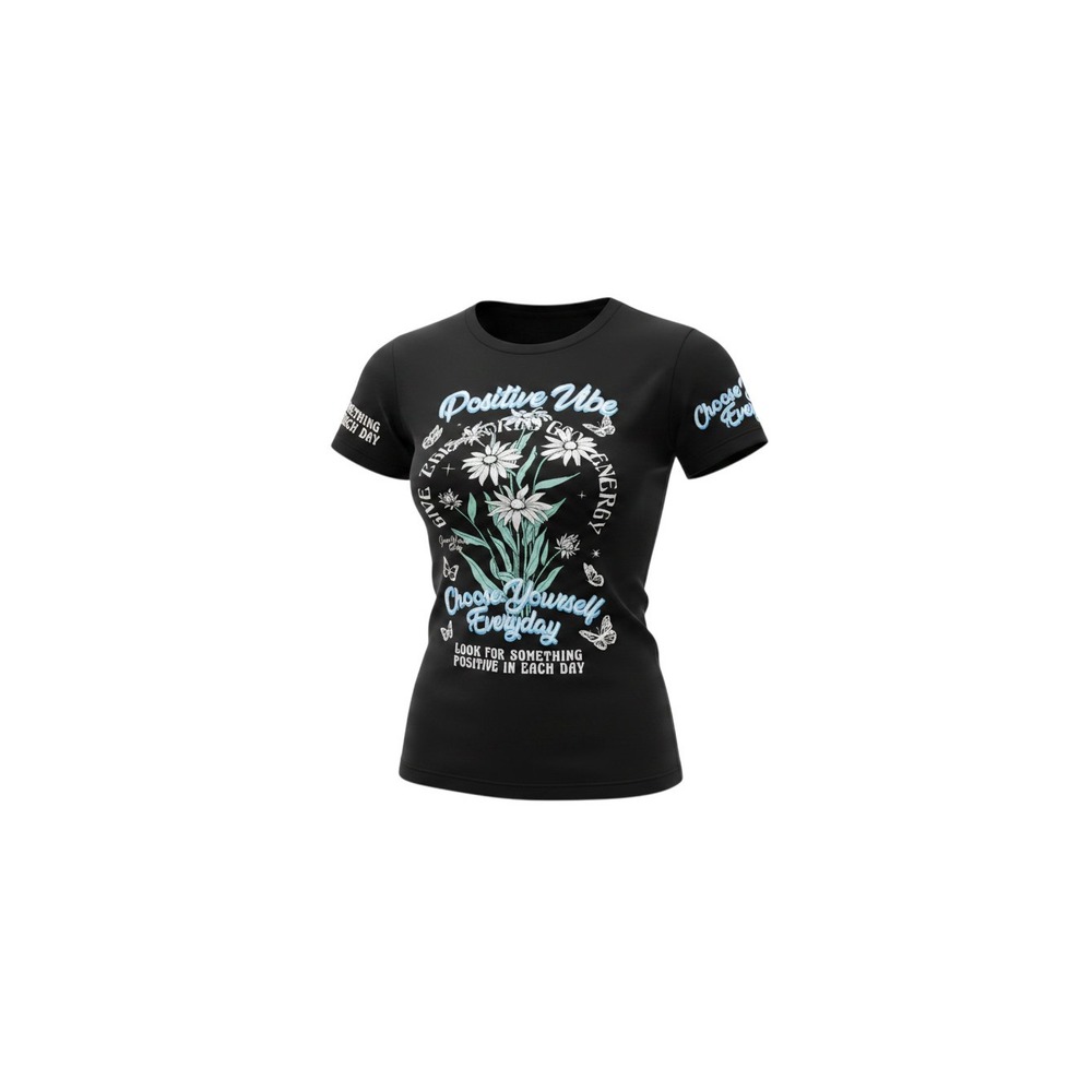 Weekend Warriors Graphic Tee Womens L Black Positive Vibe Floral Butterfly Shirt